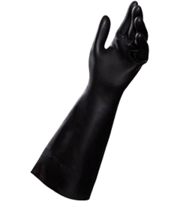 0.040 Thickness Size 10 Chemical Resistant MAPA Trident 286 Natural Latex Glove Black 18 Length